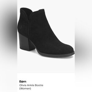 Born Black Suede Block Heel Ankle Boot